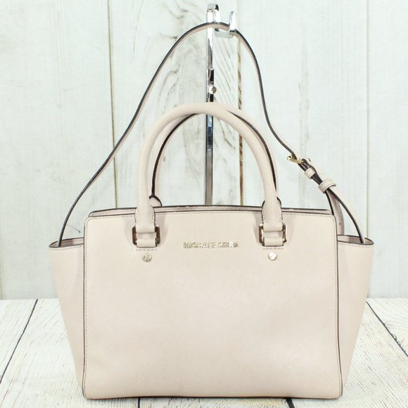 Michael Kors Tan Leather Studded Top Handles Sling Satchel Handbag - Picture 2 of 11